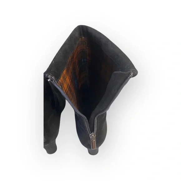 Aquatalia ⌘ Chic Fold Over Back Zip Stack Heeled Boots ⌘ Black Suede ⌘ 6.5M ⌘ - Picture 9 of 16